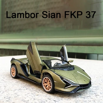 1:32 Lamborgn Sıan FKP Alaşım pres döküm spor araba Modeli Oyuncak Simüle Makas Kapı ses ışığı İle Geri Çekin çocuk Oyuncakları