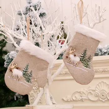 1 pcs Noel sockings Süsler Eldiven Geyik Noel Ağacı Büyük Firepalce asılı dekorlar için Noel Hediye Tatil Parti Dekor