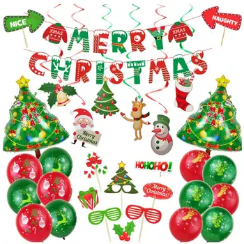 1 Takım Güzel Noel Afiş Karikatür Tarzı Parlak renkli Noel Bayrağı Noel Asılı Çekme Bayrağı