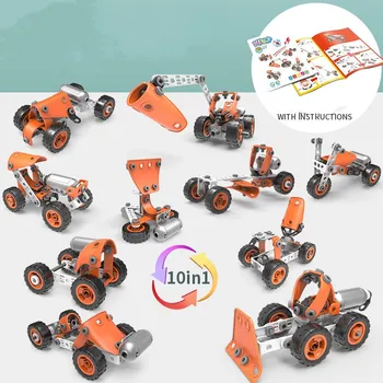 10 Modelleri Bir Sökmeye Oyuncak Araba Yumuşak Tutkal Montaj Mühendislik Araba çocuk Güç DIY Vida Montaj oyuncak Yapı Taşları