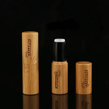 100 adet Bambu Ahşap Makyaj Ruj Tüpleri Logo Özelleştirebilirsiniz Ruj Konteynerler Kozmetik Ambalaj Şişeleri Toptan