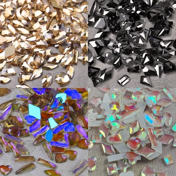 100 adet / paket Karışık Şekilli Nail Art Rhinestones Parlak Kristal AB Tırnak Elmas 3D Flatback Cam Taşlar Taşlar Manikür Süslemeleri