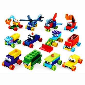 12 adet / takım Cutecartoon Araba bebek oyuncakları 3D Model Seti Yapı Taşları DIY Araba Yaratıcılık Tuğla Çocuklar Çocuklar için doğum günü hediyesi
