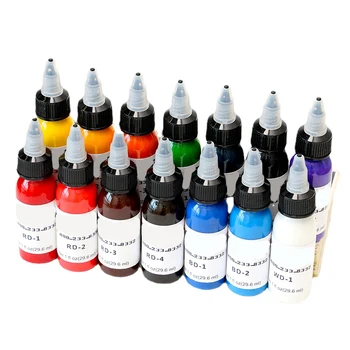 14 adet Renkler Dövme Mürekkep Seti Pigment Şişe Kalıcı Makyaj Dövme Pigment Sanat 30 ml/şişe Kaş Eyeliner Dudak Vücut