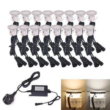 16 adet LED güverte ışığı 12V DC yeraltı ışık Bahçe Peyzaj Lambası Sıcak Beyaz / Doğal Beyaz LED Spot Su Geçirmez AB / ABD / İNGİLTERE / AU