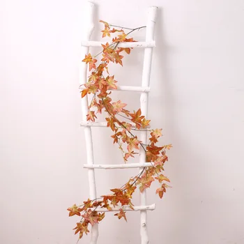 170 cm Uzun Simülasyon Sonbahar Renk Kırmızı Akçaağaç Yaprağı Rattan Yapay Bitkiler Cadılar Bayramı Dekorasyon Düğün Rattan Duvar Asılı Asma