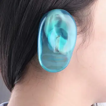 2 ADET Evrensel Şeffaf Silikon kulak koruyucu Saç Boyası Kalkanı Korumak Salon Renk Mavi Yeni Korumak Kulaklar Boya Şekillendirici Aksesuar