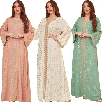 2022 Yeni Varış Yaz Beyaz Elbise Kadınlar Müslüman Kız Uzun Kollu Abiye Dubai Abaya Sonbahar Giyim Elbise Elegantes