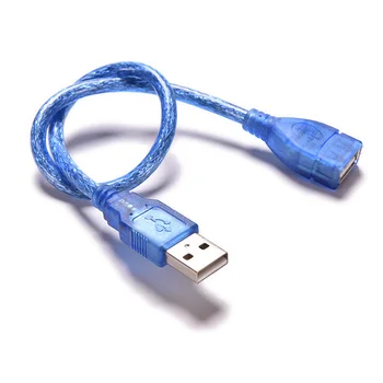 23cm USB A/F 2.0 USB Genişletici Uzatma A Erkek Dişi kablo tel Kurşun Priz açık mavi