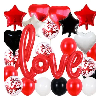 24 Adet Aşk Balonlar Sevgililer Günü Süslemeleri İçin Kiti Kalp Ve Yıldız Balonlar Ve Lateks Balonlar Aksesuarları İle