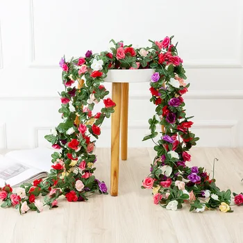 250CM Gül yapay çiçekler Noel düğün çelengi Ev Odası Dekorasyon Bahar Sonbahar Bahçe Kemer DIY Sahte Bitki Asma