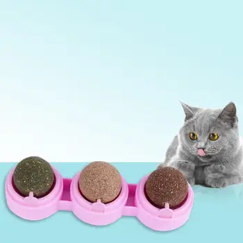 3 İn 1 Dönen Catnip Topu Kedi Yalama Topu Diş Temizleme Molar Oyuncak Çiğnemek Oyuncak Pet Malzemeleri Kapalı Kediler Yorgunluk Rahatlatmak