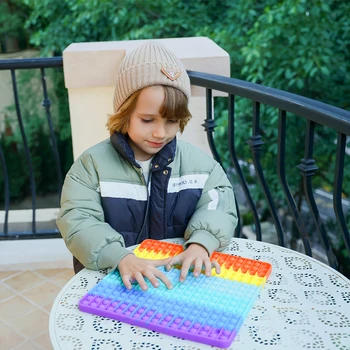 30cm Sıcak Gökkuşağı Pop İtme Kabarcık stres oyuncakları Antistres Erkek ve Kız Anti Stres Oyuncak Stres Giderici Oyuncaklar Yetişkinler ve Çocuklar için