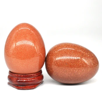 34x44mm Kırmızı Goldstone Kum Yumurta Şekilli Taş Şifa Doğal Kristal Masaj Mineral Taş Manevi Dekorasyon Koleksiyonu