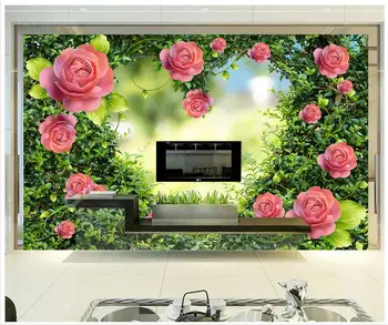 3d duvar kağıdı özel 3d duvar resimleri duvar kağıdı Pastoral manzara TV ayarı duvar süsleme romantik kalp şeklinde çiçekler 3d ev dekor