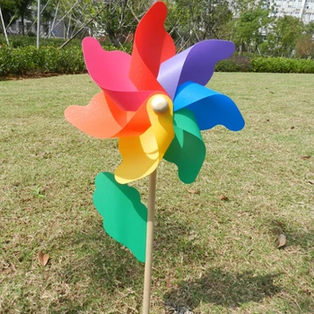 45 cm Ahşap Bahçe Yard Parti Fırıldak Rüzgar Spinner Süs Dekorasyon Çocuk Oyuncakları