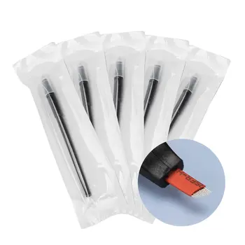 5 adet Manuel Tek Kullanımlık Makyaj Kaş dövme kalemi 12/11 pin Microblading Bıçak İğne Dudak Kalemi Eğitim Kalıcı Makyaj Aracı
