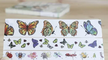 5 M Karikatür kelebek maskeleme bandı DIY dekorasyon sticker kağıt 5 rolls / lot