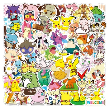 50pcs Çizgi film Kawaii Pikachu Anime Pokemon Çıkartmalar Notebook Laptop Çıkarılabilir Araba Arabası Dava Çıkartmalar Grafiti Dekorasyon Oyuncaklar