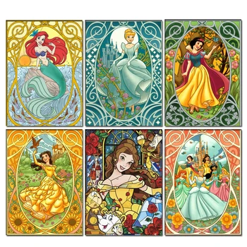 5d DİY Elmas Boyama Disney Küçük Denizkızı Prenses Külkedisi Nakış Çapraz Dikiş Elmas Mozaik Oturma Odası Dekorasyon
