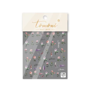 5D Kazınmış Nail Art Sticker Yapışkanlı Yüksek Kaliteli TA Renk Yağlıboya Çiçek Gül DIY Düğün Nail Art Çıkartması Folyo Dekorasyon