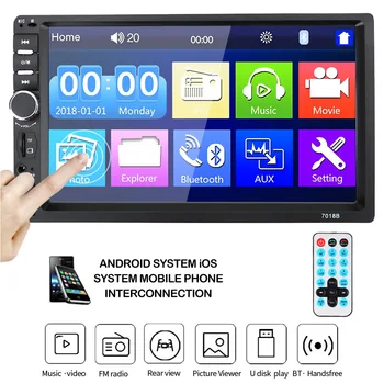 7 İnç 2 Din Araba Radyo 7010B / 7012B / 7018B MP5 oyuncu dokunmatik ekranı Bluetooth Eller Serbest Ters Ekran FM Alıcı TF Kart USB