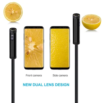 AN100 Çift Lens 4.9 mm lens muayene endoskobu 6LED IP68 Su Geçirmez Kamera 3in1 Mikro Kablosu USB Tip-C Android PC İçin