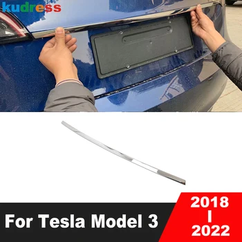 Arka Bagaj kapak Trim Tesla Modeli 3 2018 2019 2020 2021 2022 Paslanmaz Çelik Araba Bagaj Kapağı Kalıp Şerit Aksesuarları