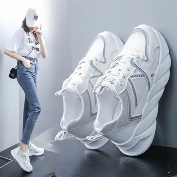Baba Ayakkabı kadın Ins Moda 2021 İlkbahar ve Yaz Yeni Dalga Alt Öğrenci Sneakers Rahat Örgü Yüzey Ayakkabı Moda