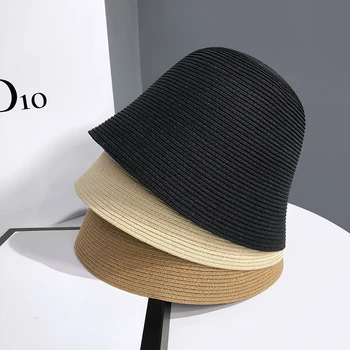 Bayanlar Yaz Tüm Maç Gölge Hasır Şapka Tatil Serin Şapka Sahil Plaj Balıkçı Şapka Katlanabilir Japon Çan şeklinde Pot Şapka Kadın