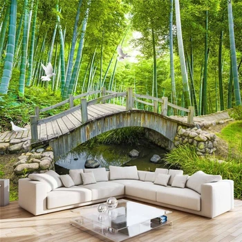beibehang Küçük köprü su bambu orman fotoğraf duvar kağıdı özel bahçe TV zemin büyük duvar resimleri 3d duvar kağıdı duvarlar için