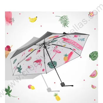Beş kat ıpek kumaş 5 kez siyah kaplama anti-uv > 50 + flamingo cep şemsiye alaşım fiberglas superlight kompakt kuş şemsiye