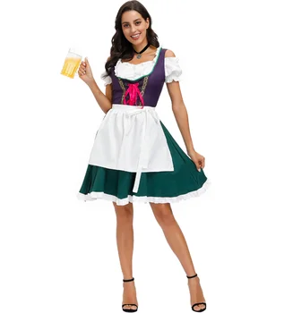 Bira Festivali Giyim alman Münih Milli Geleneksel Karnaval Giyim Koyu Yeşil Bira Kız Hizmetçi giydirme