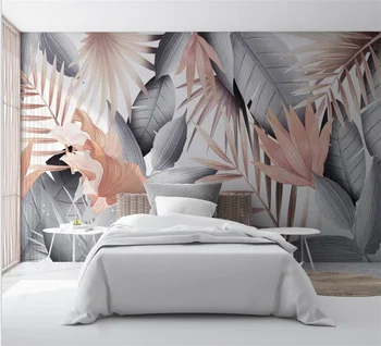 Büyük özel duvar resimleri duvar kağıdı İskandinav modern el-boyalı soyut sanat yaprak bitki 3d TV oturma odası yatak odası duvar 3d duvar kağıdı