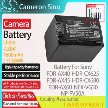 CameronSino Pil Sony FDR-AX40 FDR-AX45 FDR-AX60 HDR-CX625 HDR-CX680 NEX-VG30 uyar Sony NP-FV50A dijital kamera Piller