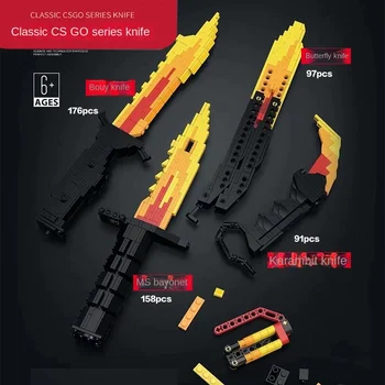 CSGO modeli yapı taşı kelebek bıçak modeli askeri hançer süngü yapı taşı aksesuarları uyumlu silah oyuncaklar