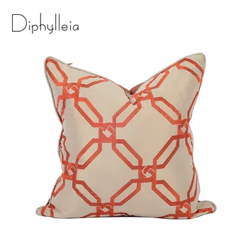 Diphylleia Geometrik minder örtüsü Özel Tasarım İşlemeli Lüks Atmak Kare Yastık Salonu salon sandalyesi Dekorasyon