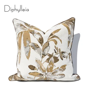 Diphylleia Modern Amerikan Tarzı Kalın Kumaş Atmak Yastık Kılıfı Oturma Odası kanepe minder örtüsü Zarif Beyaz Çiçek Jakarlı