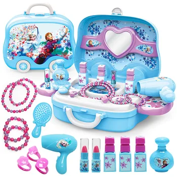 Disney Çocuk Oyuncakları Dondurulmuş Elsa Anna Makyaj Seti Moda Evi Simülasyon hediye Oyuncak Güzellik oyna Pretend çocuklar için doğum günü hediyesi