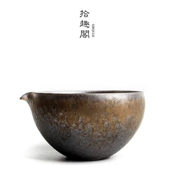 El yapımı Kaba Çömlek Sürahi Zen Yaldız Büyük Seramik Adil Fincan demlik Retro Kung Fu Çay Teaware demlik