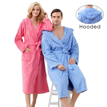 Erkekler Yaz Bornoz Pamuk Uzun Sıcak Flanel Bornoz Havlu Polar Elbiseler Kadınlar için Kapşonlu Uzun Kollu bornoz Pijama