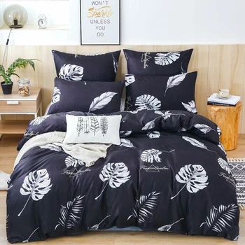 Ev tekstil yatak seti 140x200 220x240 200x200 Nevresim Yastık kılıfı 2-3 adet Yatak Çarşafları Setleri Yorgan kılıfı İskandinav yaprakları