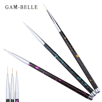 GAM-BELLE 3 Adet/takım Nail Art Liner Fırça 3D İpuçları Akrilik UV Jel Fırçalar Çizim Fransız ızgara Boyama Kalem Manikür Araçları Kiti