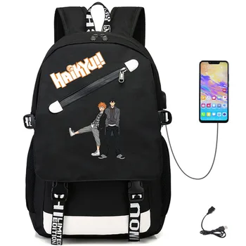 Haikyuu!! Anime Rahat Sırt çantası USB Oxford Öğrenci Teenger Kumaş Schoolbag Kaliteli Laptop Çanta Packsack 