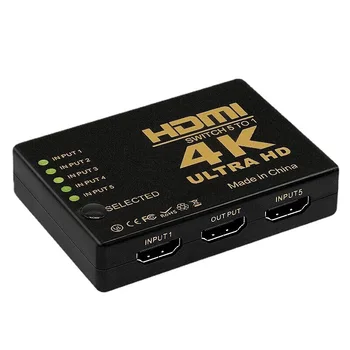 HDMI uyumlu Switcher Beş Kesim Bir 4K*2K Hdtv 3D 5 İn 1 Out Ultra Hd Güvenlik video değiştirici Beş Bir Çıkış Anahtarı