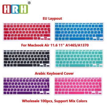 HRH 100 adet AB İNGILTERE Arapça Alfabe Yumuşak Silikon Klavye Koruyucu Kapakları Skins Koruyucu Macbook Air 11.6 İçin 11