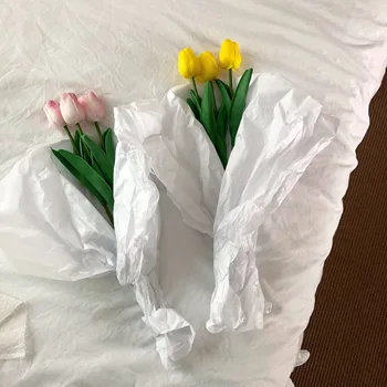 Iskandinav 3 adet Sahte Çiçekler Bahçe Laleler Gerçek Dokunmatik Çiçek Tulp Buket Mariage Ev Partisi Düğün Dekor İçin yapay çiçek