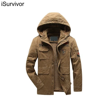 ıSurvivor 2022 erkek yıkanmış pamuklu ceket sonbahar ve kış eğlence uzun ve uzun sıcak pamuklu ceket erkek ceket rahat