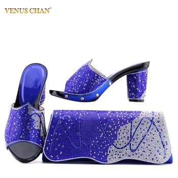 Italyan Kadın Ayakkabı ve Çanta Maç için Afrika Tasarım Shinning Kristal Eşleşen Ayakkabı ve çanta seti Kraliyet Parti için