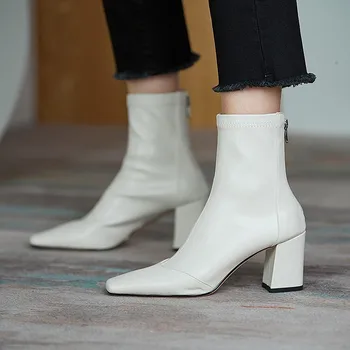 İlkbahar Sonbahar 2022 Yeni Kore Moda Modern Çizmeler kadınlar için Yüksek Topuk Orta buzağı Çizme Kadın platform ayakkabılar Bayanlar rahat ayakkabılar Botları